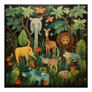 Jungle Safari Kinderzimmer Print Poster
