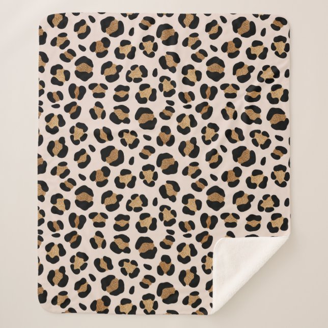 Jungle Safari Leopard Print Sherpadecke (Vorderseite)