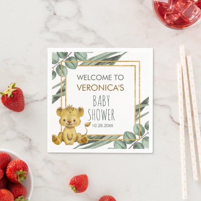 Jungle Safari Lion Baby Dusche Willkommen Serviette (Beispiel)