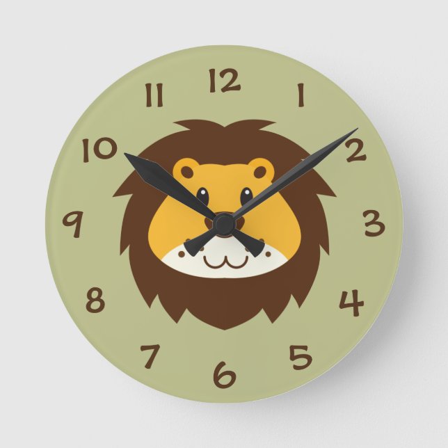Jungle Safari Lion Kinder Kinderzimmer Uhr (Vorderseite)