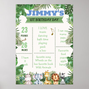 Jungle Safari Milestone Geburtstagsposter Poster