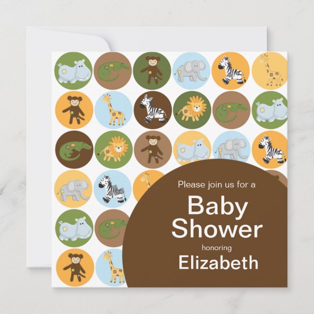 Jungle Safari Neutral Baby Dusche Einladung (Vorderseite)