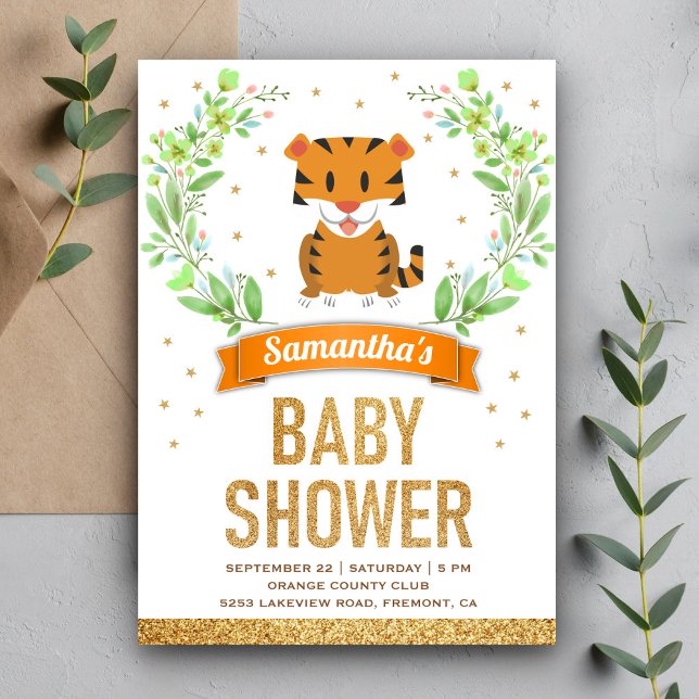 Jungle Safari Niedlich Tiger Baby Dusche Einladung (Von Creator hochgeladen)