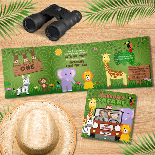 Jungle Safari Niedlicher Tiere Wild Ein Kindergebu Dreifach Gefaltete Karte