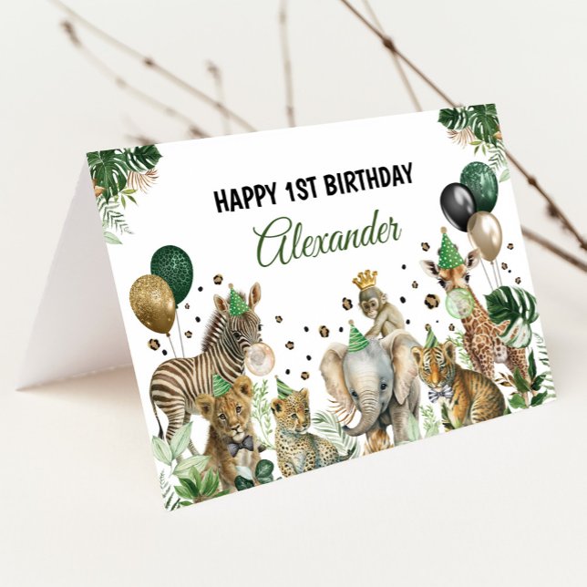 Jungle Safari Party Tiere Happy Birthday Card Karte (Von Creator hochgeladen)