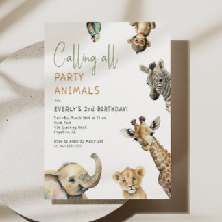 Jungle Safari "Rufen Sie alle Party Tiere zum Gebu Einladung