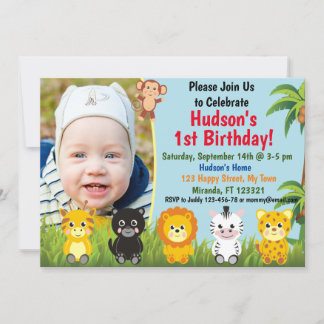 Jungle Safari Tiere Einladung zum Geburtstag