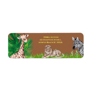 Jungle Safari-Tiere geben Adresse-Label zurück