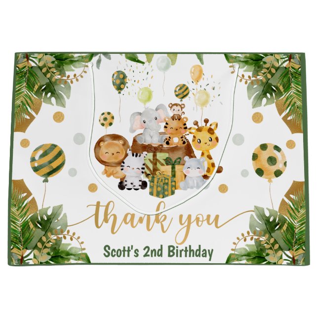 Jungle Safari Tiere Geburtstag Große Geschenktüte (Vorderseite)
