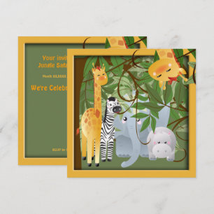 Jungle Safari Tiere Geburtstagsparty Einladung