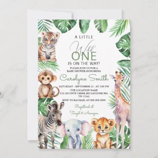 Jungle Safari Tiere Grüne Kinderdusche Einladung