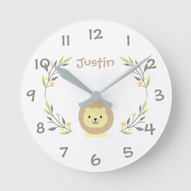 Jungle Safari Tiere Kinder Kinderzimmer Uhr (Vorderseite)