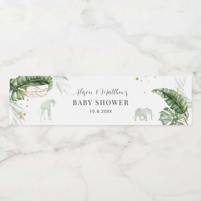 Jungle Safari Tiere Naturjunge Babydusche (Einzelnes Label)