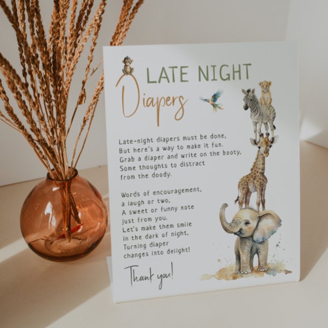 Jungle Safari Tiere Spät Nacht Windeln Sockelschild (Von Creator hochgeladen)