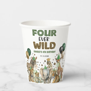 Jungle Safari Tiere Vier Mal Wild 4. Geburtstag Pappbecher