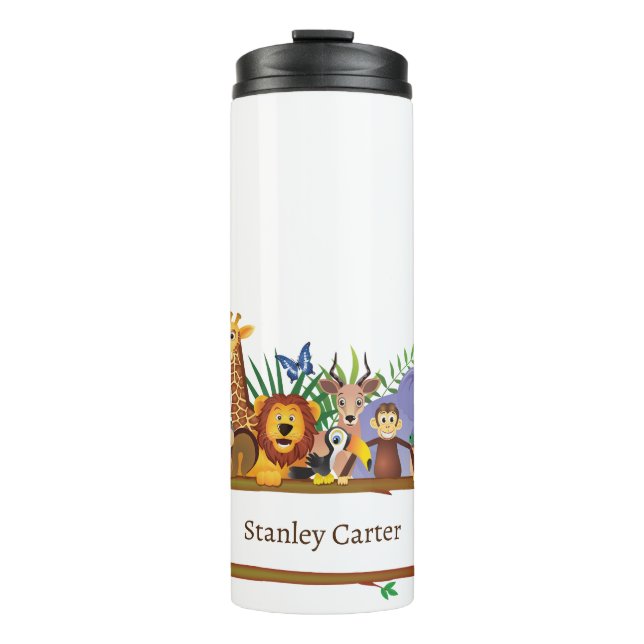 Jungle Safari Tiere Wald Wasserfarbe Thermosbecher (Vorderseite)