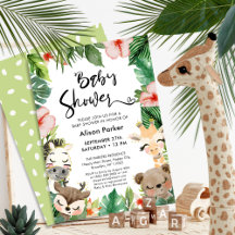 Jungle Safari Tropical Floral Greenery Baby Dusche