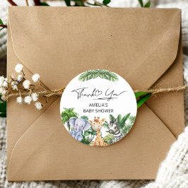 Jungle Safari Tropical Vielen Dank Tiere Runder Aufkleber