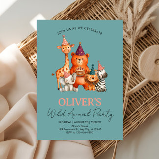 Jungle Safari Wild Animals Birthday Einladung