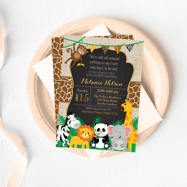 Jungle Safari Wild Baby Dusche Einladung (Von Creator hochgeladen)
