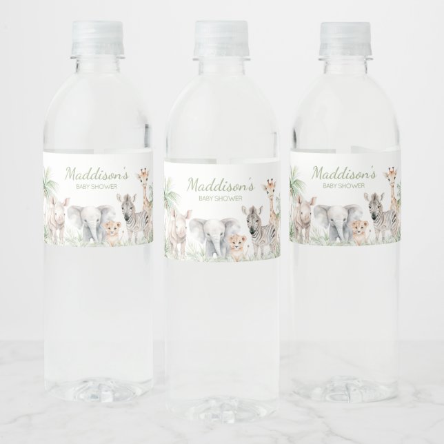 Jungle Safari Wild One Animals Baby Dusche (Flaschen)