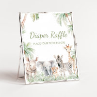 Jungle Safari Wild One Animals Diaper Raffle