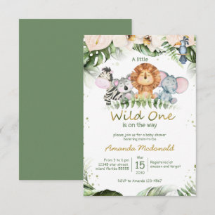 Jungle safari Wild-One-Baby-Dusche Einladung