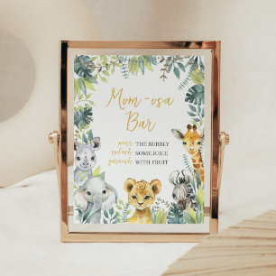 Jungle Safari Wild One Baby Dusche Mama Osa Bar Poster