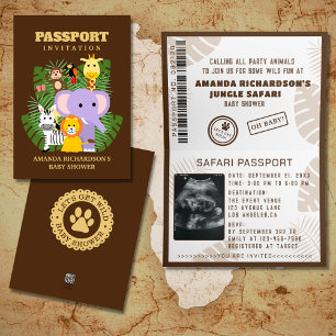 Jungle Safari Wild One Baby Showpass Einladung