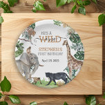 Jungle Safari Wild One Birthday Black Panther Pappteller<br><div class="desc">Dieses Design kann in dem Bereich personalisiert werden, der durch das Ändern des Fotos und/oder Textes zur Verfügung gestellt wird. Sie können auch angepasst werden, indem Sie auf Vorlage personalisieren klicken und dann auf die Schaltfläche klicken, um weitere Optionen anzupassen, um die Hintergrundfarbe zu löschen oder zu ändern, Text hinzuzufügen,...</div>