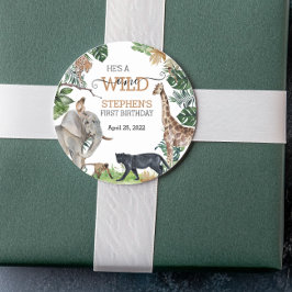 Jungle Safari Wild One Birthday Black Panther Runder Aufkleber