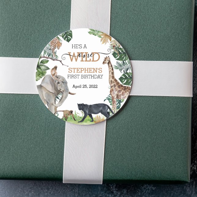 Jungle Safari Wild One Birthday Black Panther Runder Aufkleber (Von Creator hochgeladen)