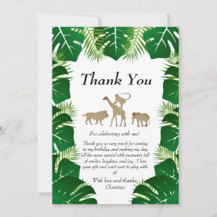Jungle sauvage Un 1er anniversaire Animaux Merci