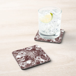 Jungle Skulls Cork-Backed Coasters Getränkeuntersetzer