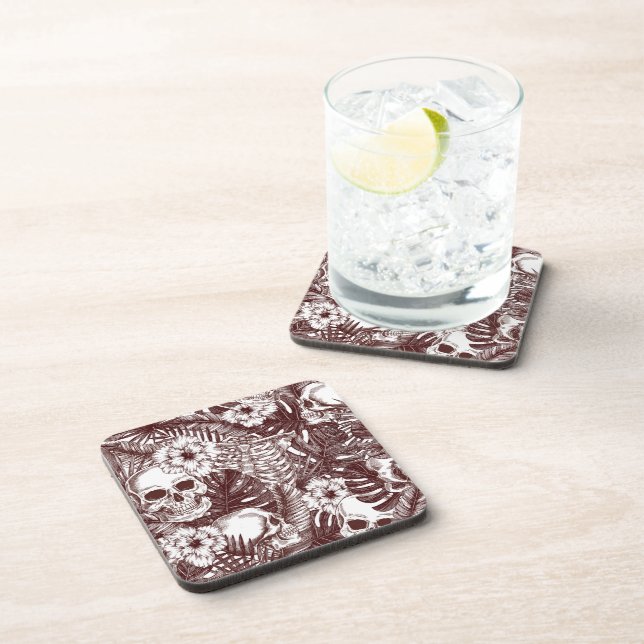 Jungle Skulls Cork-Backed Coasters Getränkeuntersetzer (Rechte Seite)