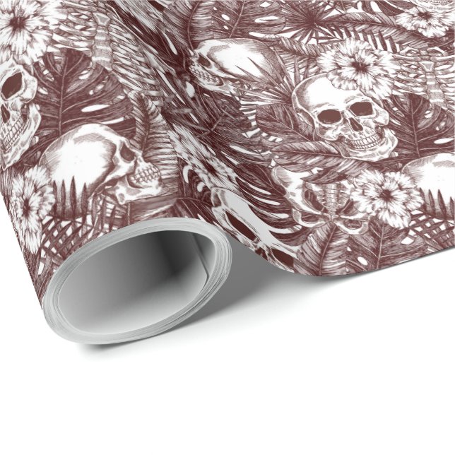 Jungle Skulls Wrapping Paper Geschenkpapier (Rolleneckpunkt)