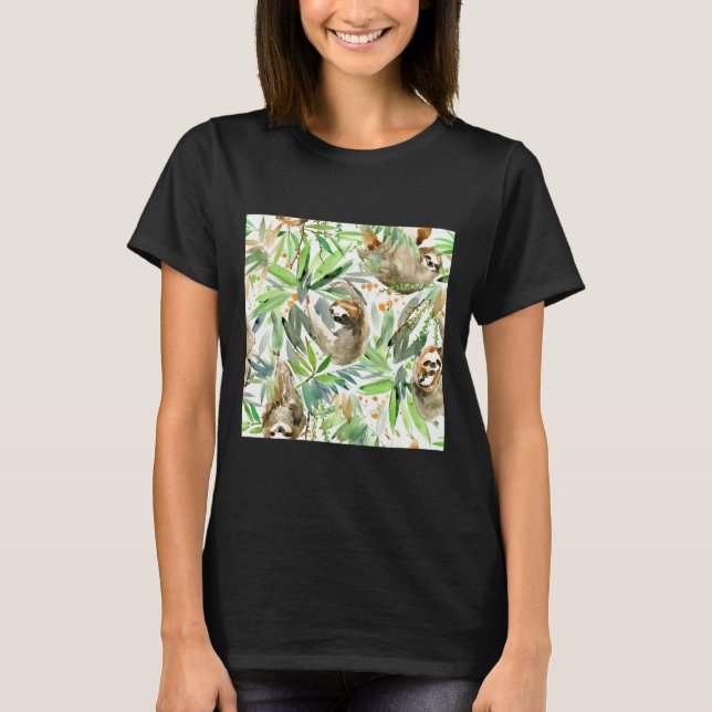Jungle Sloth auf Green T-Shirt (Vorderseite)