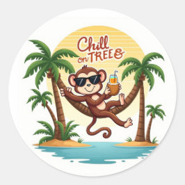Jungle-Sticker für Chill Monkey Cartoon Runder Aufkleber