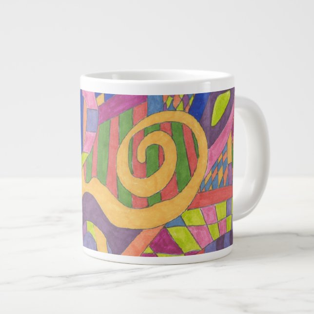 "Jungle Stripes 2" Abstrakte Kunst Jumbo-Tasse (Vorderseite Rechts)