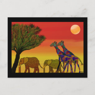Jungle Sunset Postcard Postkarte