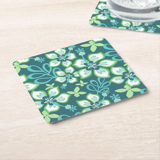JUNGLE SURF (AQUAMARIN COMBO) RECHTECKIGER PAPPUNTERSETZER (angewinkelt)