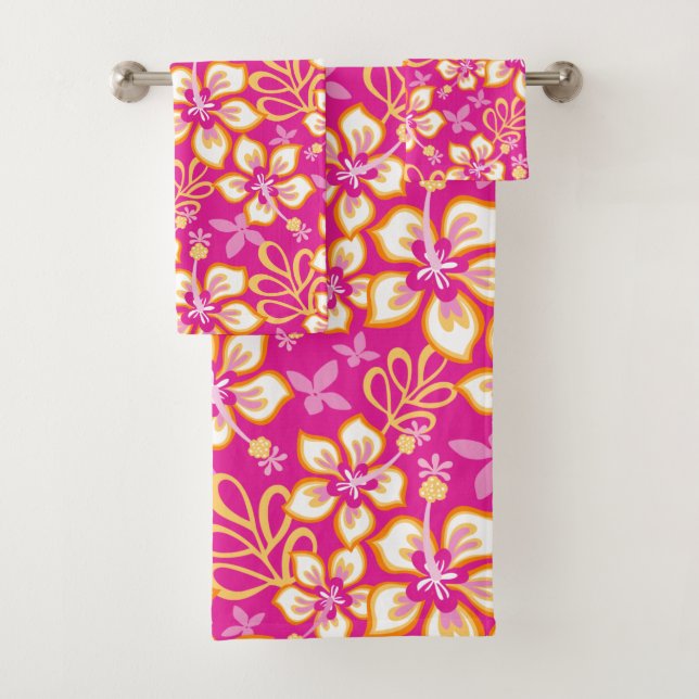 JUNGLE SURF (PINK COMBO) BAD TOWEL SET (Insitu)