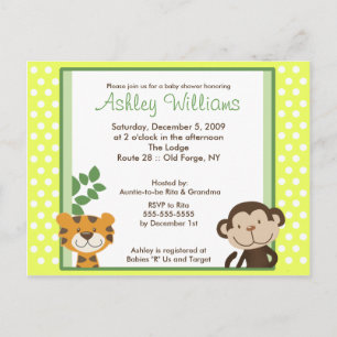 JUNGLE TALES YELLOW Babydusche Postcard Einladung