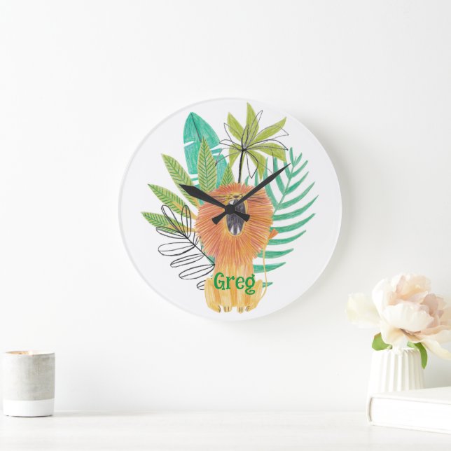 Jungle Theme Kinderzimmer Dekoration Große Wanduhr (Zuhause)