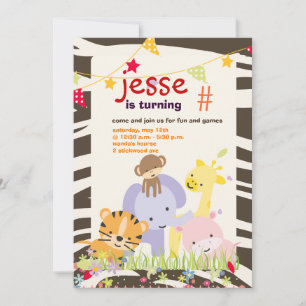 Jungle Theme/Personalisiertes Party/Foto Einladung