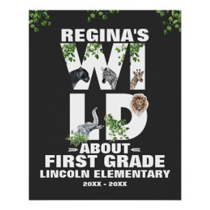 Jungle Themed First Day of School Kids Poster