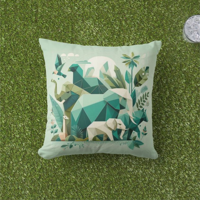 Jungle Throw Kissen - Natur trifft Geometrie (Golfball-Marker)