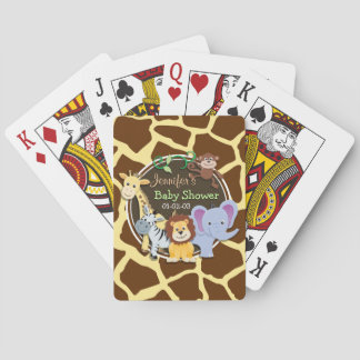 Jungle Tiere auf brauner Giraffe Tierwerbung Spielkarten