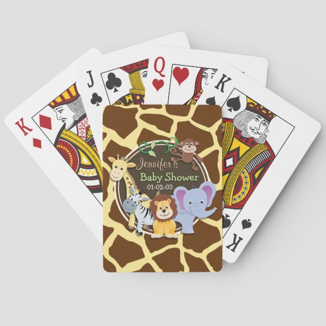 Jungle Tiere auf brauner Giraffe Tierwerbung Spielkarten (Rückseite)