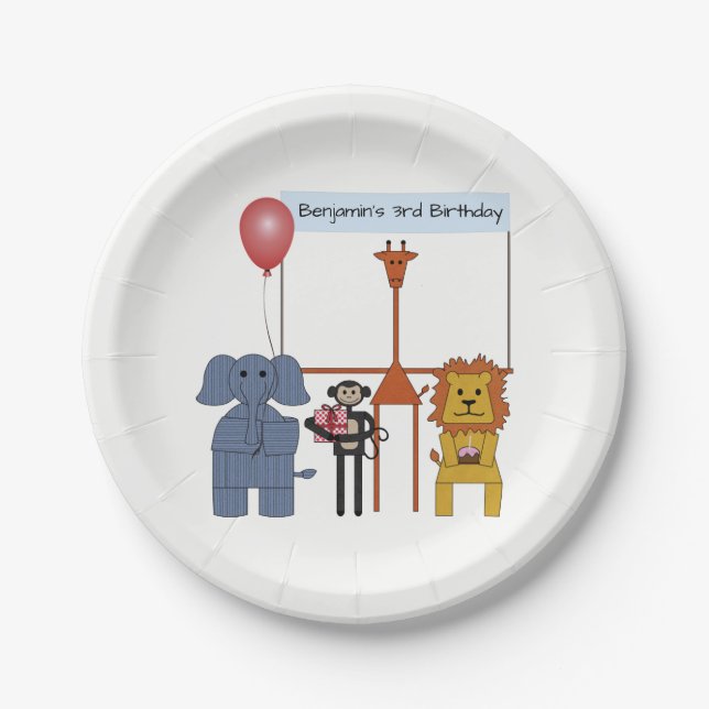 Jungle-Tiere Geburtstagsparty-Papiertafel Pappteller (Vorderseite)